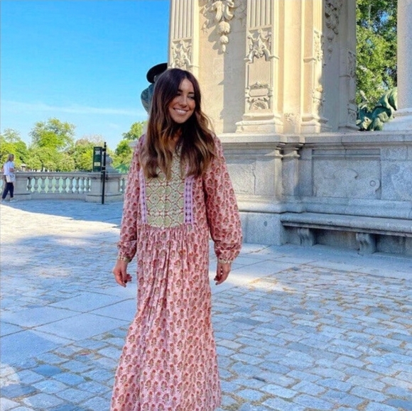 Brand New Zara Crochet Trim Printed Midi dress - Picture 2 of 13